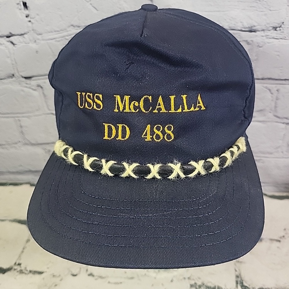 Vintage Trucker Hat USS McCalla DD 488 Navy Blue‎ Strapback Cap